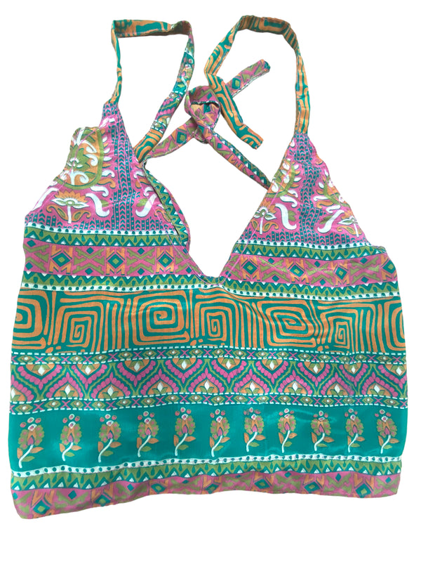 Festival Stall LTD Boho festival Clothing GREEN Crop Top sexy Boho Hippy Festival pretty summer sun vest A B cup UK 8 10 12