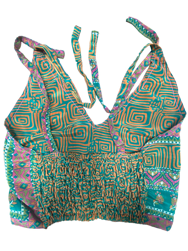 Festival Stall LTD Boho festival Clothing GREEN Crop Top sexy Boho Hippy Festival pretty summer sun vest A B cup UK 8 10 12