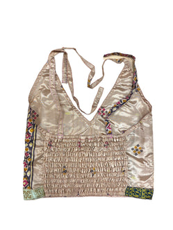 GOLD Crop Top sexy Boho Hippy Festival pretty summer sun vest A B cup UK 8 10 12