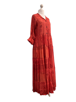 Festival Stall LTD Boho festival Clothing RED Maxi Dress Boho hippy festival Style print yoga long summer UK 8 10 12 14 16
