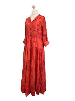 Festival Stall LTD Boho festival Clothing RED Maxi Dress Boho hippy festival Style print yoga long summer UK 8 10 12 14 16