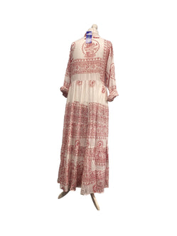 Festival Stall LTD Boho festival Clothing Long Dress Boho hippy festival Om print Yoga Red & White maxi UK 8 10 12 14