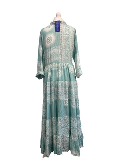 Festival Stall LTD Boho festival Clothing SUMMER DRESS Long Maxi Boho hippy festival style, Om print, Yoga, MINT, casual