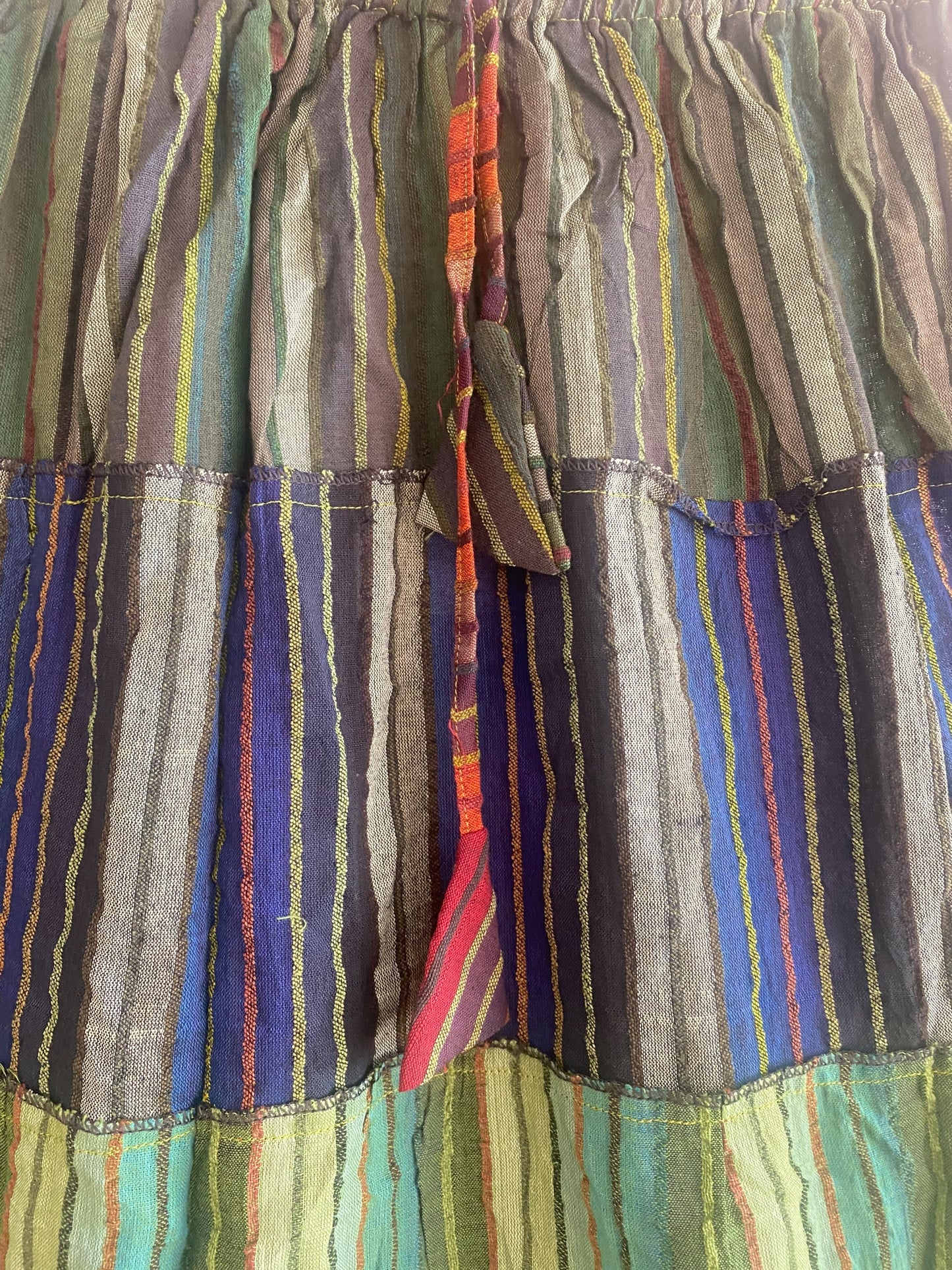 Boho Long skirt, GREEN, BLUE, RED summer layered Festival Hippie Maxi style UK 8 10 12 16