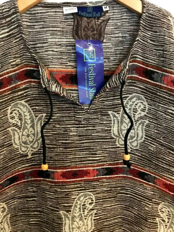 Festival Stall LTD Boho festival Clothing Boho hippie brown winter warm tassel long sleeve blouse top tunic 8 10 12 14