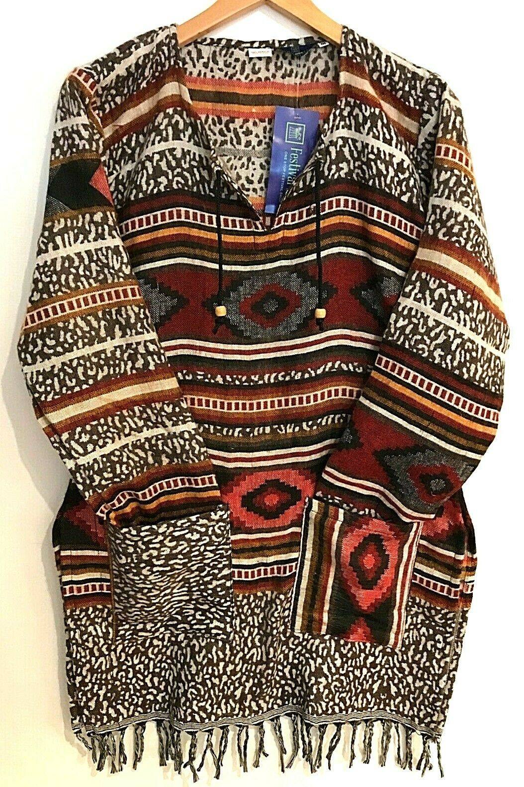 Boho Hippie Festival Winter Warm tassel long sleeve blouse Top