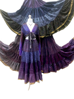 Festival Stall LTD Boho festival Clothing Boho hippy festival gypsy maxi long skirt purple silk uk 8 10 12 14 16 18 20 22