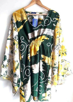 Festival Stall LTD Boho festival Clothing Boho hippy festival sari silk KAFTAN tunic top blouse dress cover up ONE SIZE