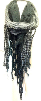 Festival Stall LTD Boho festival Clothing Boho hippy goth emo GREY dip dye long tassel LETTUCE OF LONDON scarf wrap gift