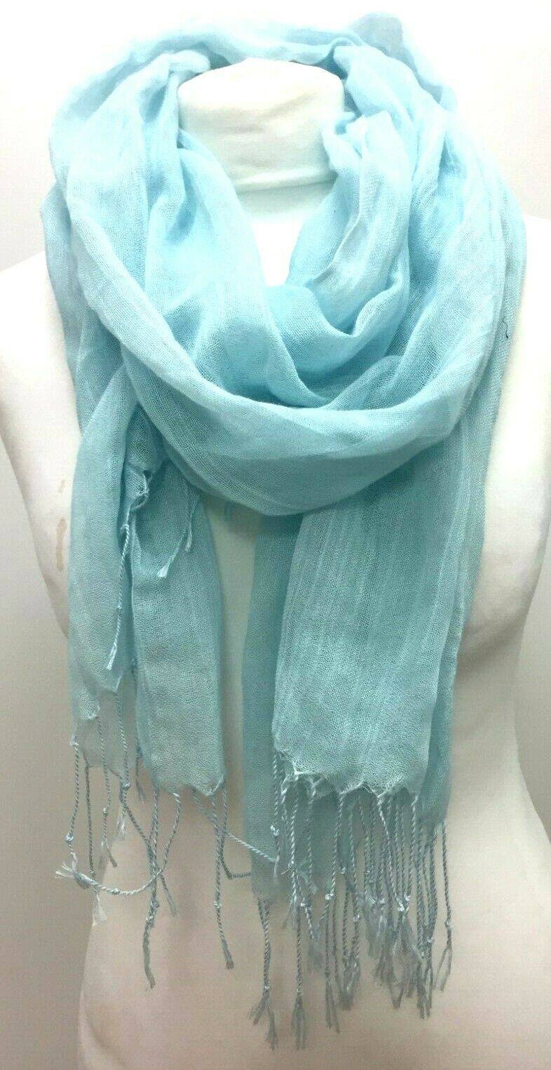 Festival Stall LTD Boho festival Clothing Boho PALE BLUE pure viscose LETTUCE OF LONDON scarf wrap pashmina gift present