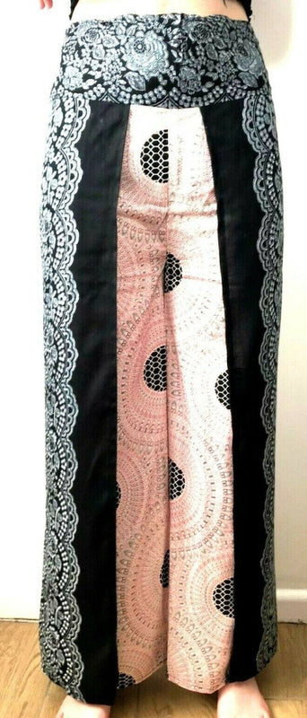 Festival Stall LTD Boho festival Clothing Festival boho hippie, black pink yoga, palazzo, loose fit, casual stretch trousers, wide leg harem pants uk 8 10 12 14 one size us 4 6 8 10