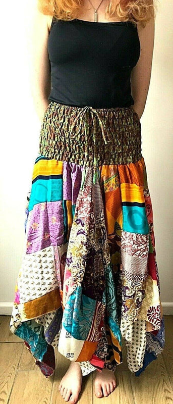 Festival Stall LTD Boho festival Clothing Festival boho hippie pixie gypsy patchwork long skirt summer sun dress one size