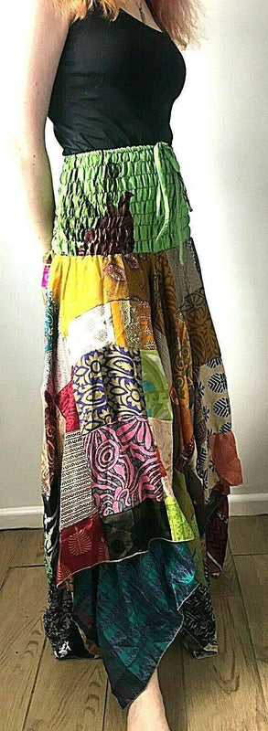 Festival Stall LTD Boho festival Clothing Festival Boho Hippie pixie gypsy Patchwork long Skirt summer sun dress ONE SIZE