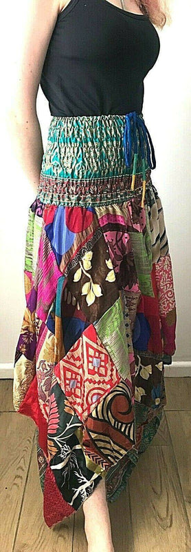 Festival Stall LTD Boho festival Clothing Festival Boho Hippie pixie gypsy Patchwork long Skirt summer sun dress ONE SIZE