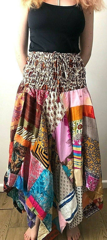 Festival Stall LTD Boho festival Clothing Festival boho hippie pixie gypsy patchwork long skirt summer sun dress one size