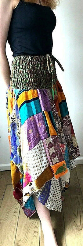 Festival Stall LTD Boho festival Clothing Festival boho hippie pixie gypsy patchwork long skirt summer sun dress one size