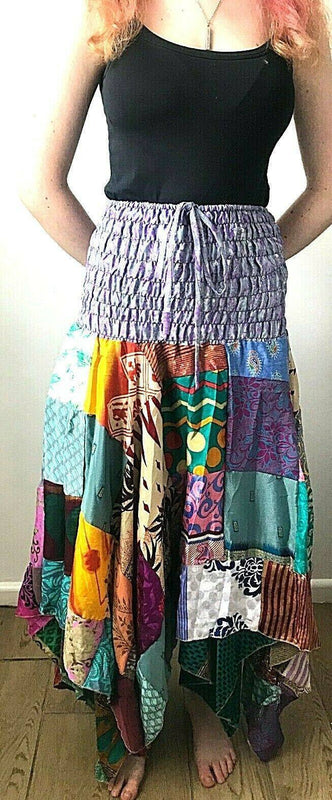 Festival Stall LTD Boho festival Clothing Festival Boho Hippie pixie gypsy Patchwork long Skirt summer sun dress ONE SIZE