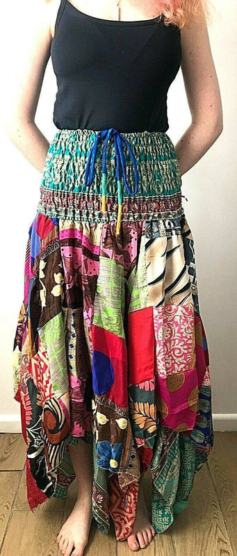 Festival Stall LTD Boho festival Clothing Festival Boho Hippie pixie gypsy Patchwork long Skirt summer sun dress ONE SIZE