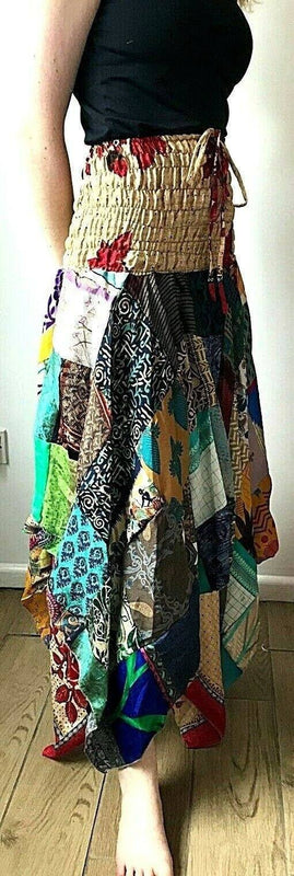 Festival Stall LTD Boho festival Clothing Festival boho hippie pixie gypsy patchwork long skirt summer sun dress one size