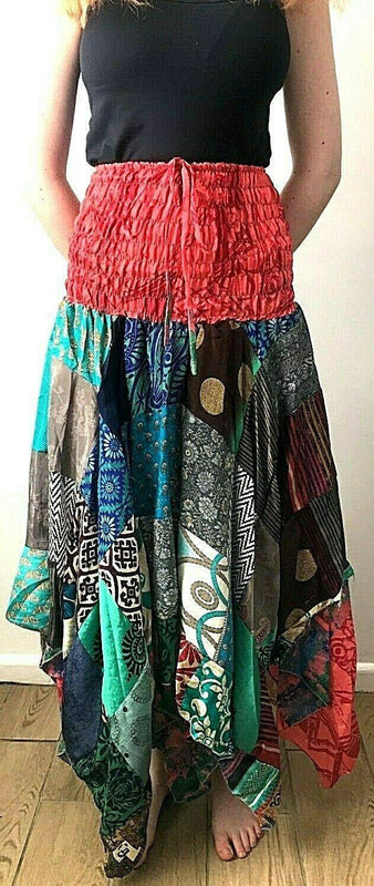 Festival Stall LTD Boho festival Clothing Festival Boho Hippie pixie gypsy Patchwork long Skirt summer sun dress ONE SIZE