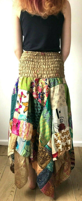 Festival Stall LTD Boho festival Clothing Festival boho hippie pixie gypsy patchwork long skirt summer sun dress one size