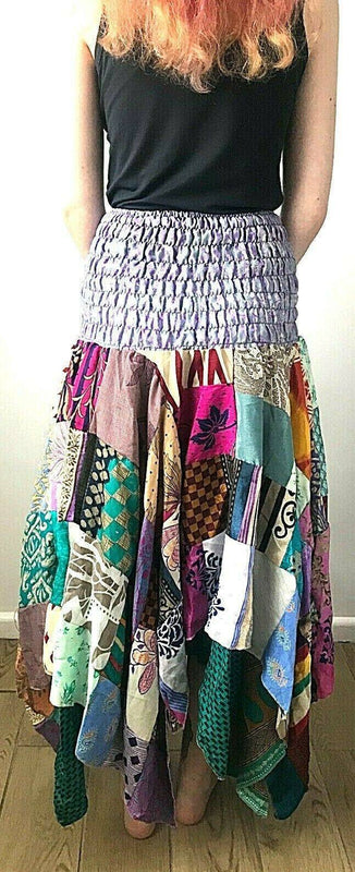 Festival Stall LTD Boho festival Clothing Festival Boho Hippie pixie gypsy Patchwork long Skirt summer sun dress ONE SIZE