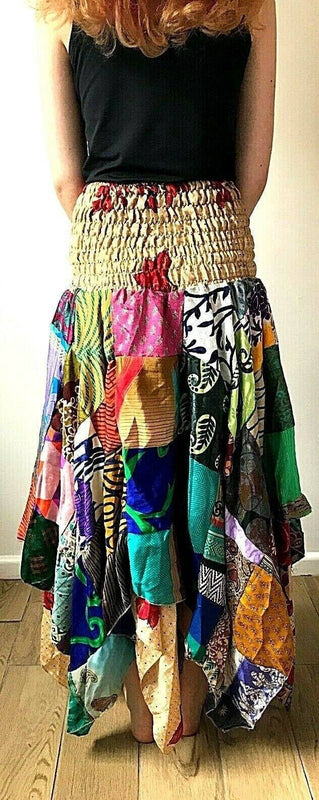 Festival Stall LTD Boho festival Clothing Festival boho hippie pixie gypsy patchwork long skirt summer sun dress one size