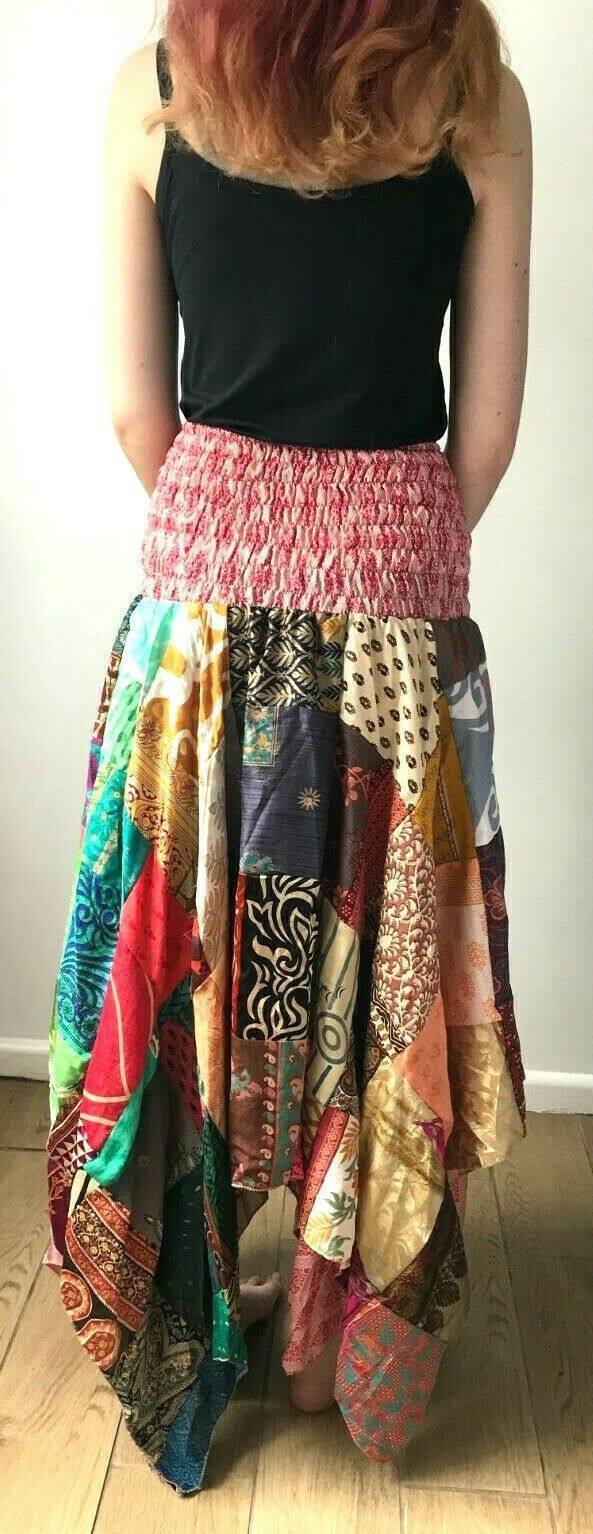 Festival Stall LTD Boho festival Clothing Festival Boho Hippie pixie gypsy Patchwork long Skirt summer sun dress ONE SIZE