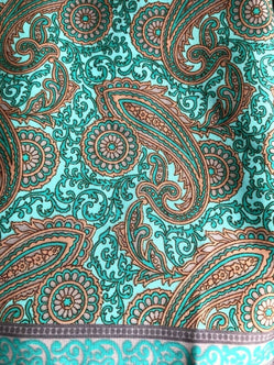 Festival Stall LTD Boho festival Clothing Festival boho hippie retro ethnic print vintage turquoise blue v-neck long sleeve tunic blouse top 100% pure silk uk 8 10 12 14 s m