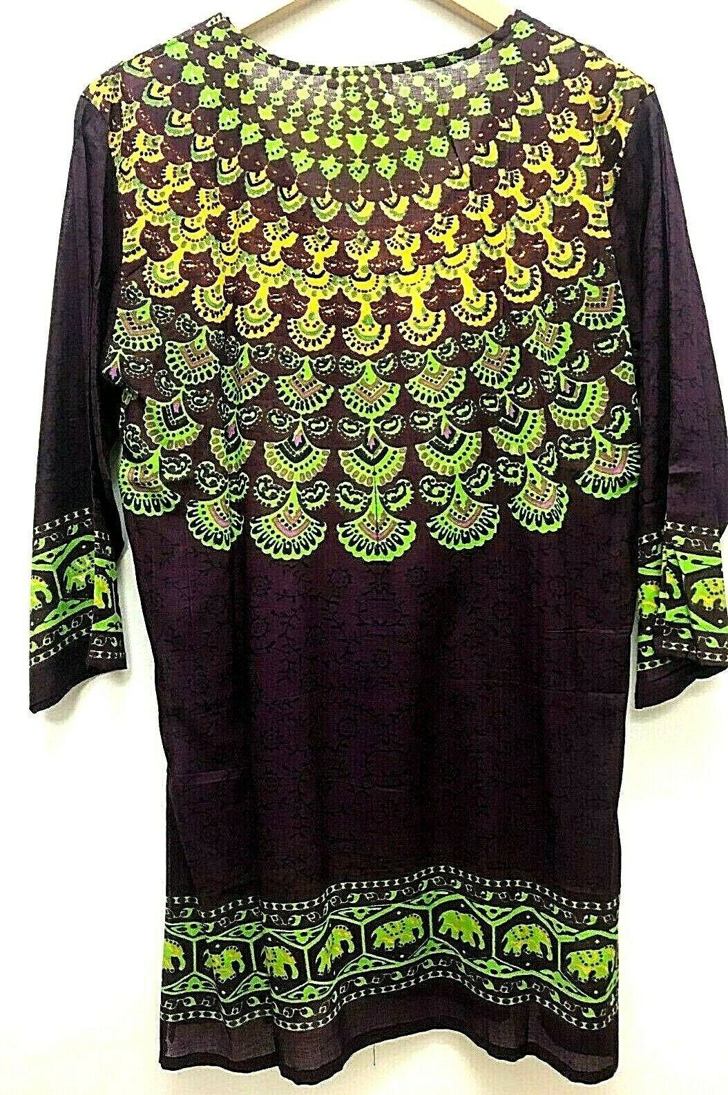 Festival Stall LTD Boho festival Clothing Purple elephant print hippy boho ethnic summer retro tunic top blouse m l xl