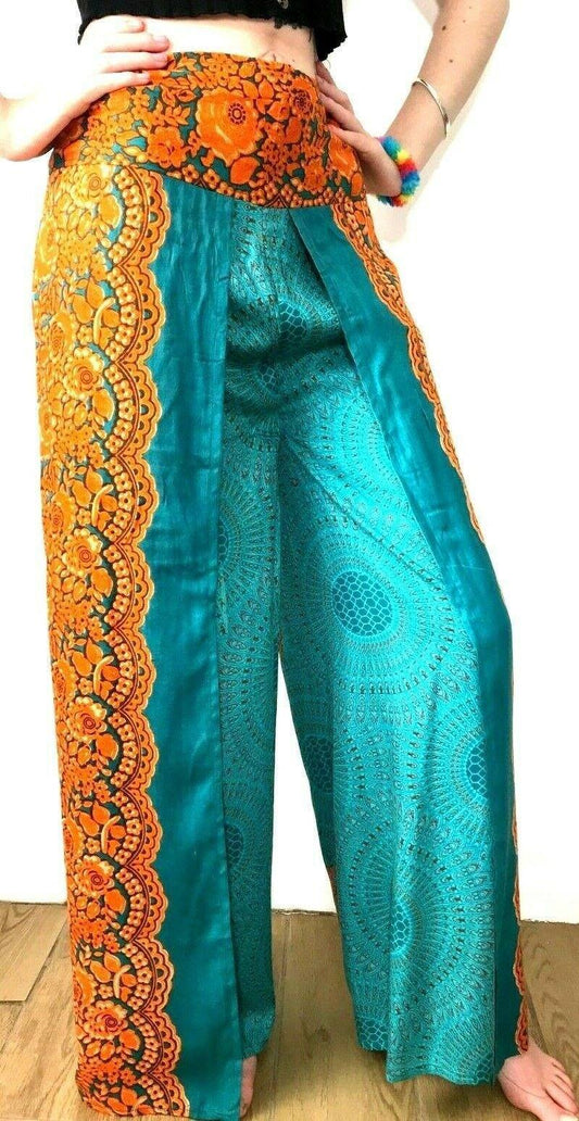 Festival Stall LTD Boho festival Clothing Wide leg palazzo loose fit festival trousers boho hippy casual culottes one size