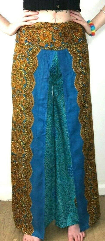 Festival Stall LTD Boho festival Clothing Wide leg palazzo loose fit festival trousers boho hippy casual culottes one size