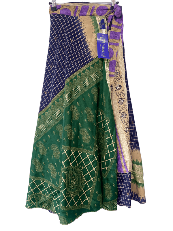 Festival Stall LTD Boho festival Clothing Wrap Skirt long maxi reversible Boho hippy Festival sari silk vintage UK 8 - 18