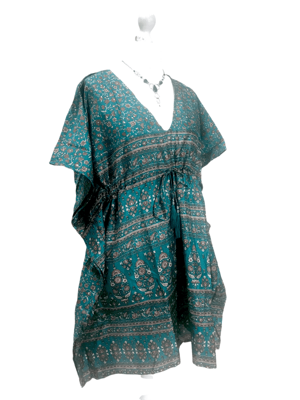 Festival Stall LTD Boho festival Clothing Kaftan FESTIVAL Tunic Dress Top blouse Boho hippy Sari Silk Cover up UK 8 - 18
