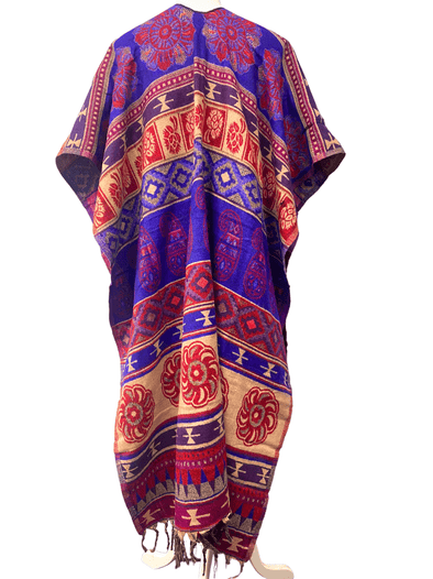Festival Stall LTD Boho festival Clothing Shawl RED PURPLE blanket throw cape poncho nepalese yoga festival hippie boho