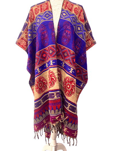 Festival Stall LTD Boho festival Clothing Shawl RED PURPLE blanket throw cape poncho nepalese yoga festival hippie boho
