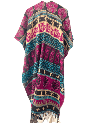 Festival Stall LTD Boho festival Clothing Blanket Shawl Throw Cape Wrap Poncho PINK Nepalese Yoga Festival Hippie Boho