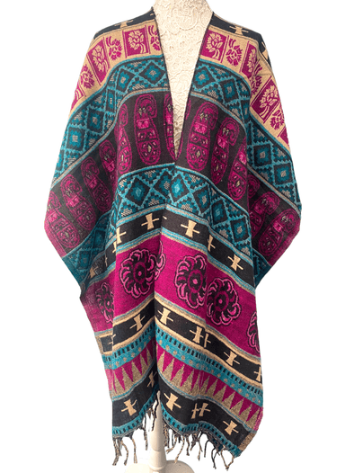 Festival Stall LTD Boho festival Clothing Blanket Shawl Throw Cape Wrap Poncho PINK Nepalese Yoga Festival Hippie Boho