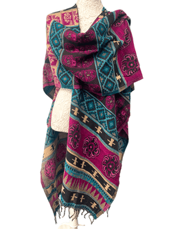 Festival Stall LTD Boho festival Clothing Blanket Shawl Throw Cape Wrap Poncho PINK Nepalese Yoga Festival Hippie Boho