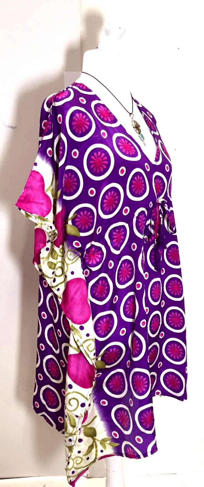 Festival Stall LTD Boho festival Clothing Tunic Kaftan Top short dress PURPLE Boho hippy festival vintage Sari Silk 8 - 18