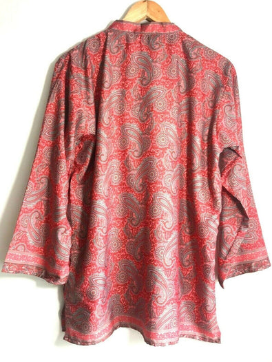 Festival Stall LTD Boho festival Clothing V - neck TUNIC long sleeve Festival boho hippie retro ethnic print pink beige
