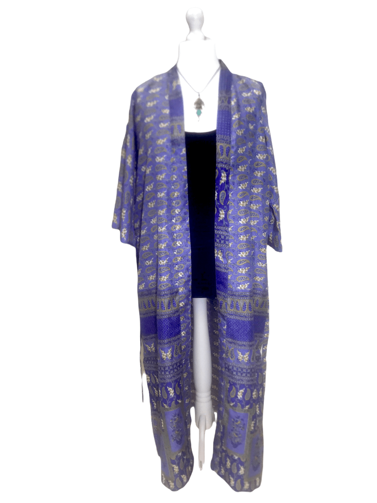 Festival Stall LTD Boho festival Clothing Kimono Cover up Gown UNIQUE VINTAGE recycled INDIAN Sari Silk Handmade 6 8 10 12