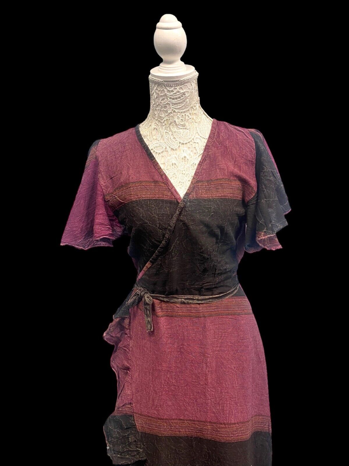 Festival Stall LTD Boho festival Clothing PURPLE Wrap Dress Boho hippie Pretty Long festival casual maxi summer UK 8 - 14