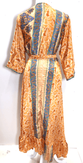 Festival Stall LTD Boho festival Clothing Vintage wrap DRESS boho UNIQUE handmade recycled INDIAN Sari Silk one size 8 - 14