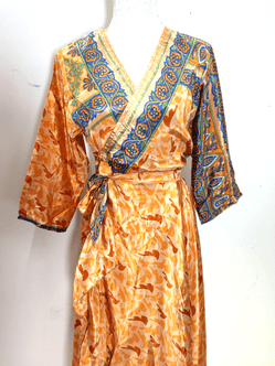 Festival Stall LTD Boho festival Clothing Vintage wrap DRESS boho UNIQUE handmade recycled INDIAN Sari Silk one size 8 - 14
