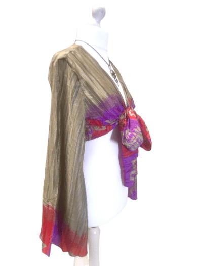 Festival Stall LTD Boho festival Clothing Blouse Top Kaftan Kimono Wrap Boho hippy festival retro SILK vintage 8 10 12 14