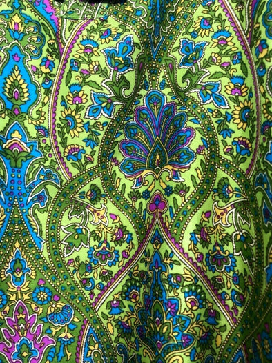Festival Stall LTD Boho festival Clothing Tunic, Festival boho hippie, retro ethnic print, green & yellow, long sleeve,
