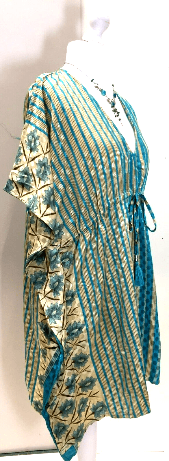 Festival Stall LTD Boho festival Clothing Tunic, Kaftan Top Cover up dress Boho hippy, festival, long Sari Silk UK 8 - 18