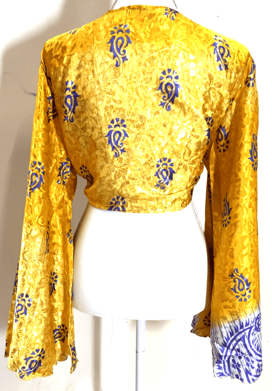 Festival Stall LTD Boho festival Clothing Blouse Top Kaftan Kimono Wrap Boho hippy festival retro SILK vintage 8 10 12 14