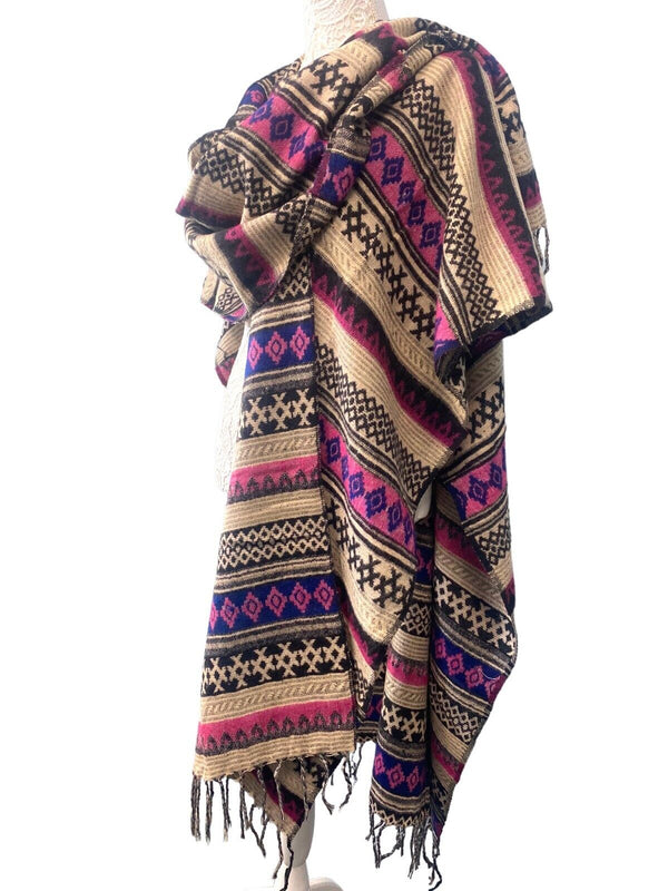 Festival Stall LTD Boho festival Clothing Wool blanket shawl throw cape wrap poncho nepalese yoga festival hippie boho